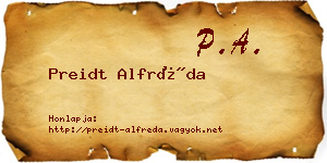 Preidt Alfréda névjegykártya